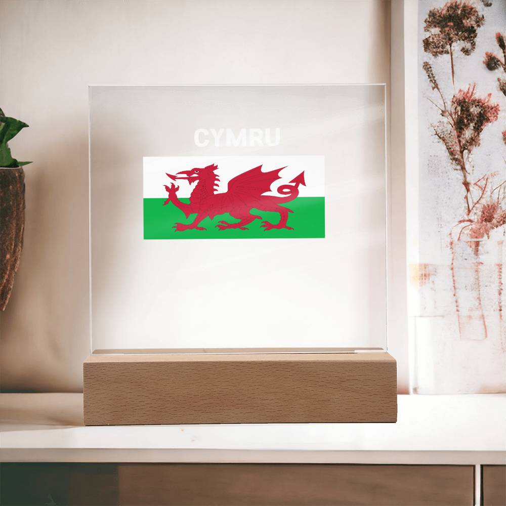 Square Acrylic Plaque, The Welsh Flag, Cymru, Red Dragon,Y Ddraig Goch - YERTIZZ.COM