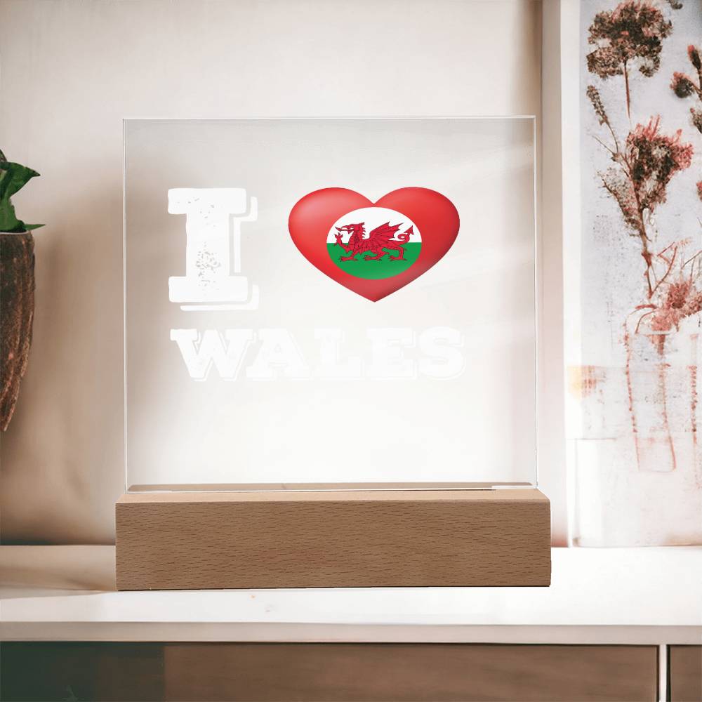Square Acrylic Plaque, I Love Wales, Welsh Gifts - YERTIZZ.COM