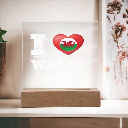 Square Acrylic Plaque, I Love Wales, Welsh Gifts - YERTIZZ.COM