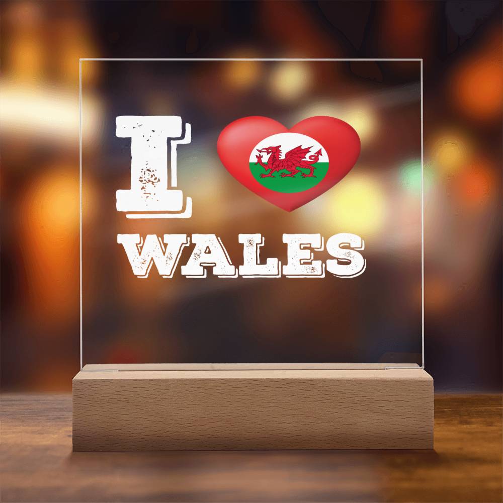 Square Acrylic Plaque, I Love Wales, Welsh Gifts - YERTIZZ.COM