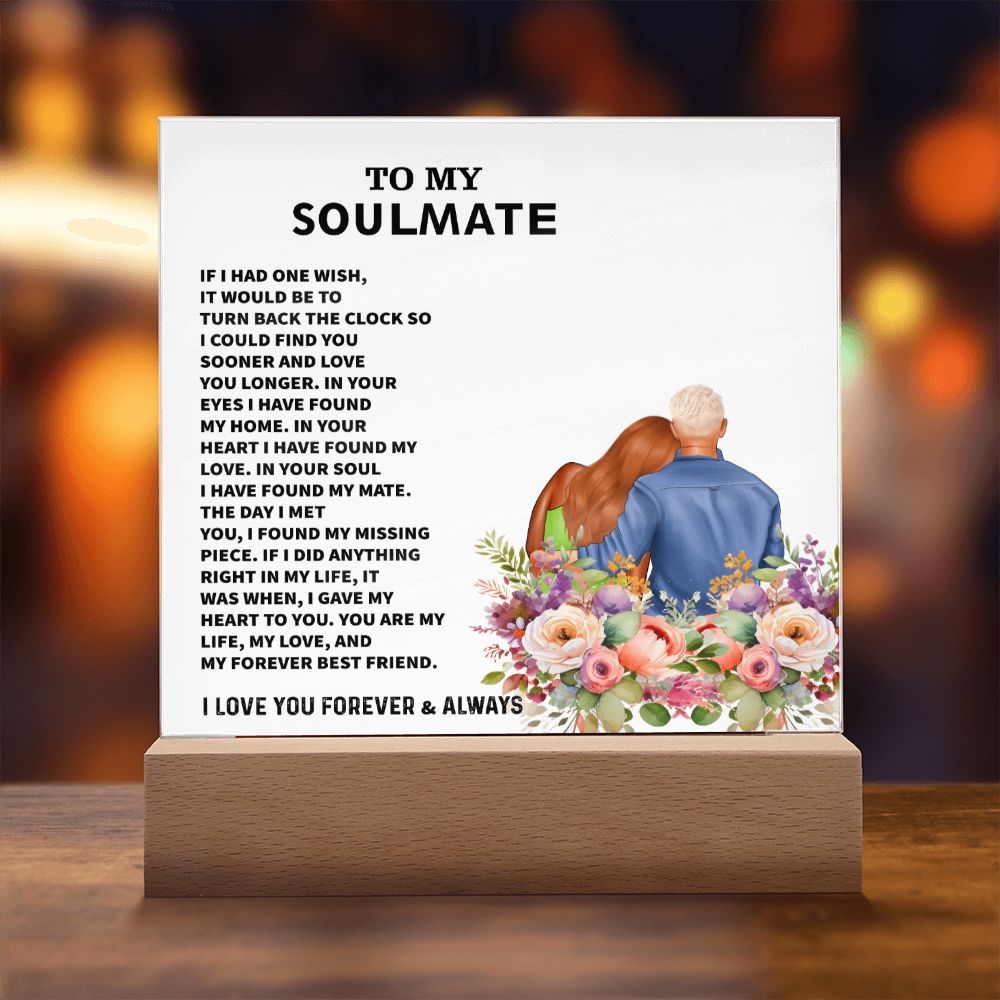 To My Soulmate, I Love You Forever & Always, Square Acrylic Plaque - YERTIZZ.COM