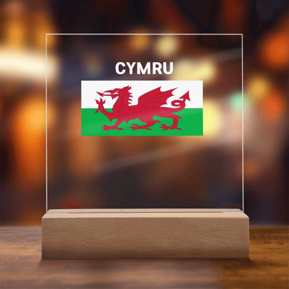 Square Acrylic Plaque, The Welsh Flag, Cymru, Red Dragon,Y Ddraig Goch - YERTIZZ.COM