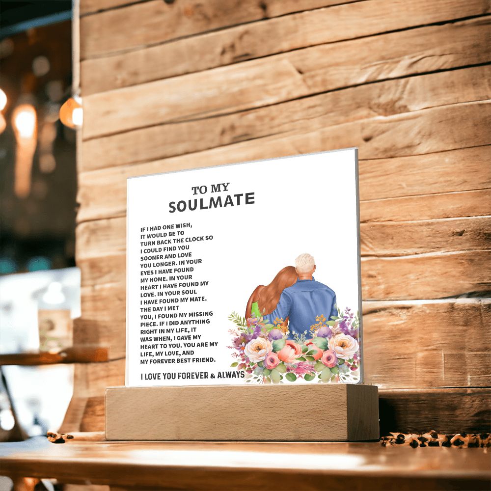 To My Soulmate, I Love You Forever & Always, Square Acrylic Plaque - YERTIZZ.COM