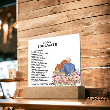 To My Soulmate, I Love You Forever & Always, Square Acrylic Plaque - YERTIZZ.COM