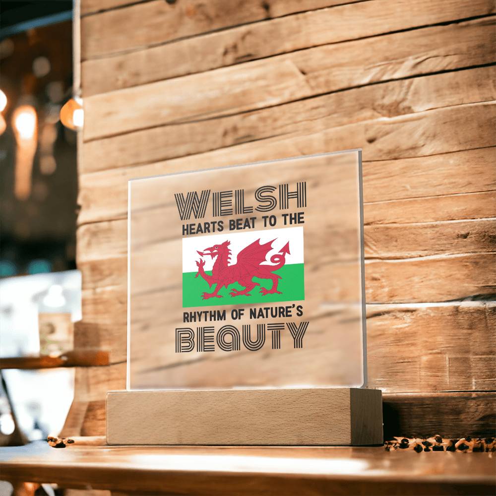 Square Acrylic Plaque, Welsh Hearts Beat To The Rhythm Of Nature's Beauty - YERTIZZ.COM