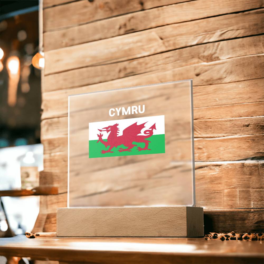 Square Acrylic Plaque, The Welsh Flag, Cymru, Red Dragon,Y Ddraig Goch - YERTIZZ.COM
