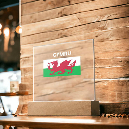 Square Acrylic Plaque, The Welsh Flag, Cymru, Red Dragon,Y Ddraig Goch - YERTIZZ.COM