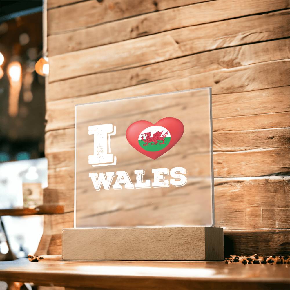 Square Acrylic Plaque, I Love Wales, Welsh Gifts - YERTIZZ.COM