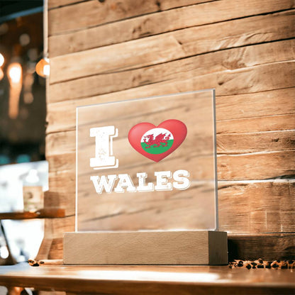 Square Acrylic Plaque, I Love Wales, Welsh Gifts - YERTIZZ.COM