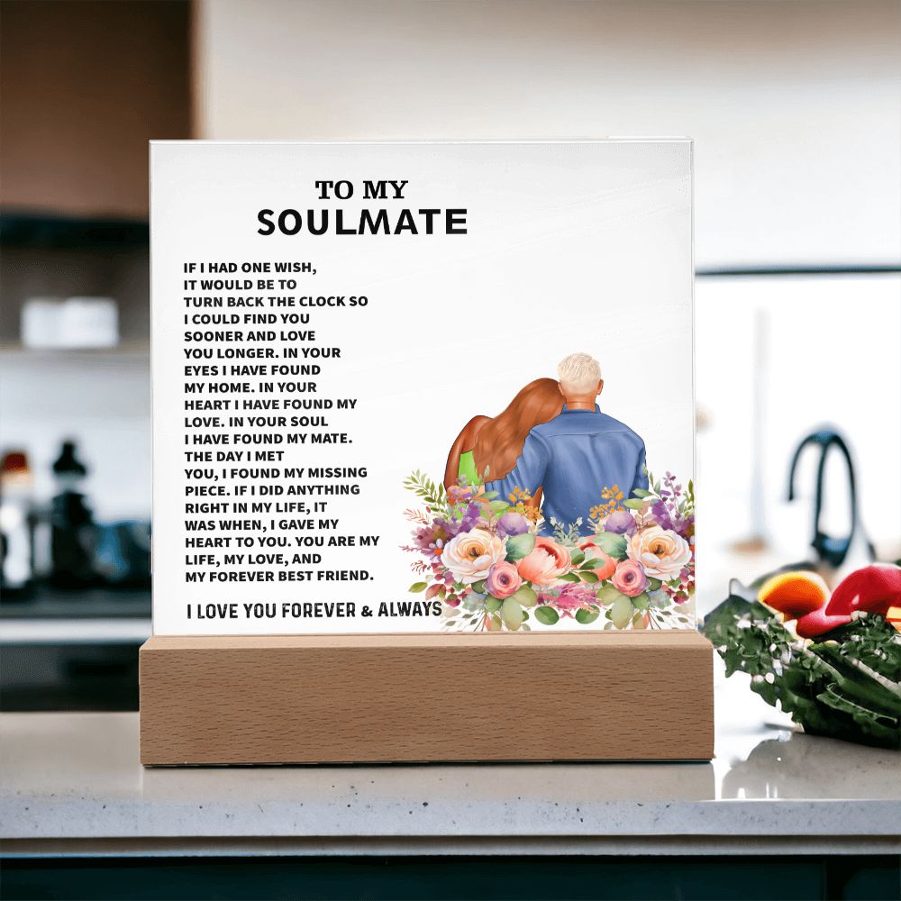 To My Soulmate, I Love You Forever & Always, Square Acrylic Plaque - YERTIZZ.COM