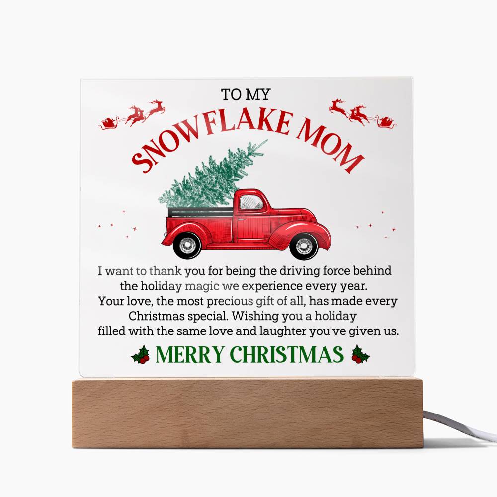 To My Snowflake Mom, ENGRAVED, Square Acrylic Plaque LED Backlit - YERTIZZ.COM