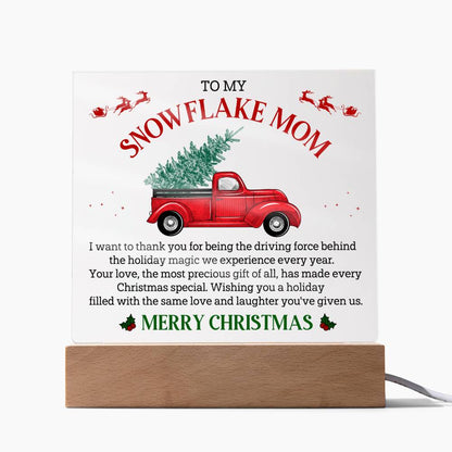 To My Snowflake Mom, ENGRAVED, Square Acrylic Plaque LED Backlit - YERTIZZ.COM