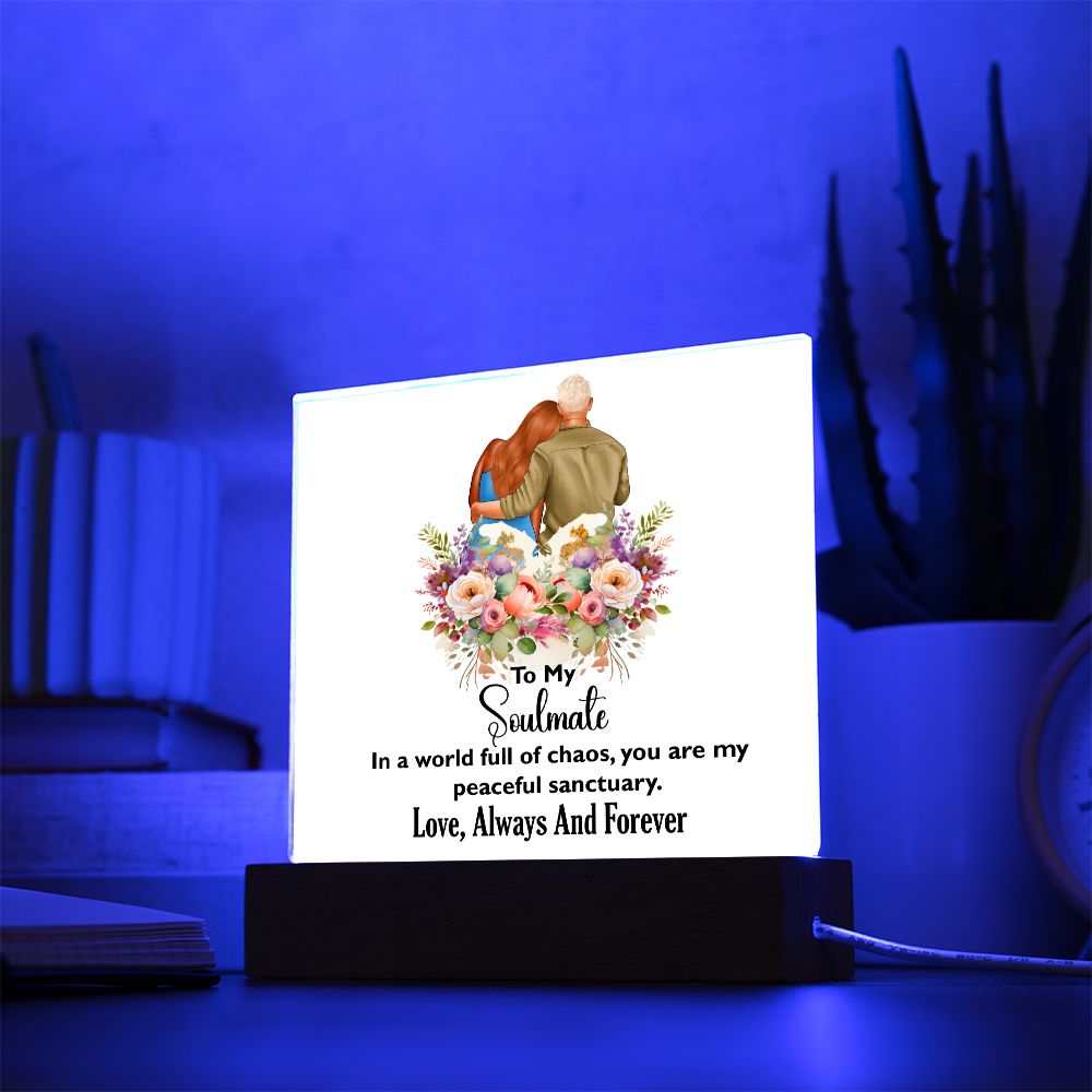 To My Soulmate, Love Always and Forever, Square Acrylic Plaque - YERTIZZ.COM