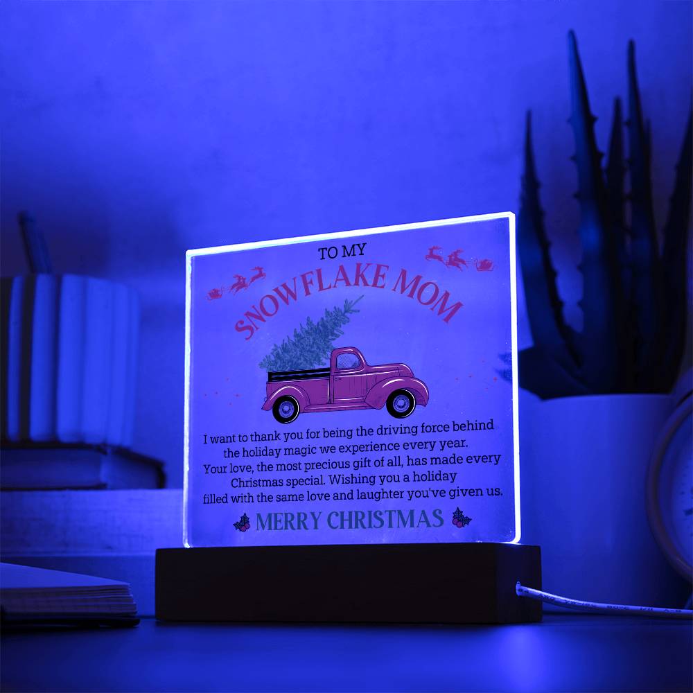 To My Snowflake Mom, ENGRAVED, Square Acrylic Plaque LED Backlit - YERTIZZ.COM