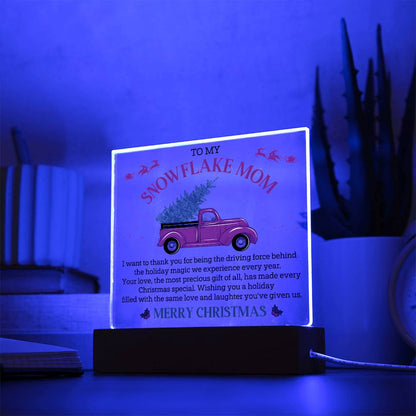 To My Snowflake Mom, ENGRAVED, Square Acrylic Plaque LED Backlit - YERTIZZ.COM