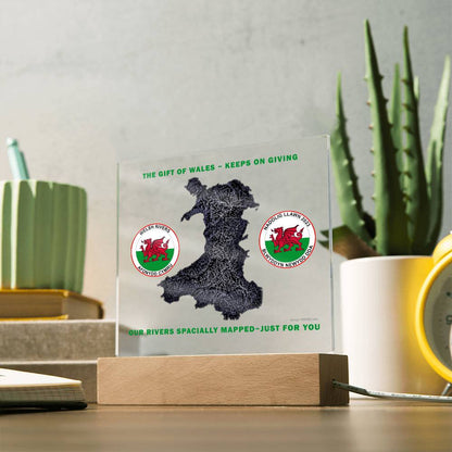 Square Acrylic Plaque, Welsh Rivers, Mapped Just For You - YERTIZZ.COM