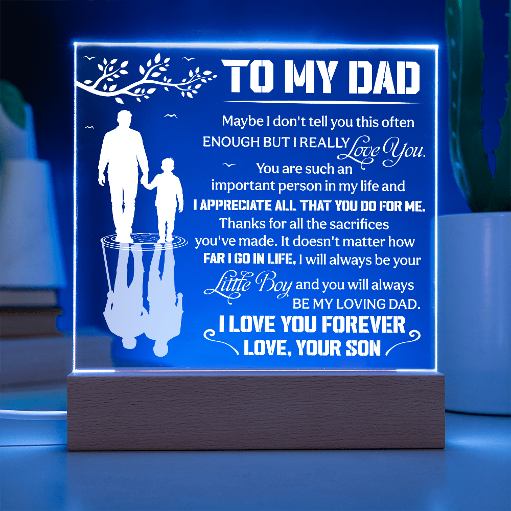 Sentimental LED desk lamp plaque for dad I appreciate you