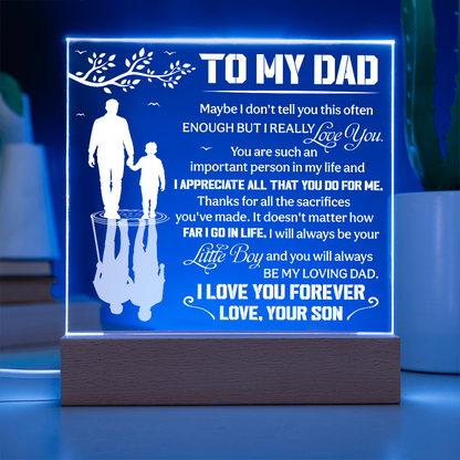 Sentimental LED desk lamp plaque for dad I appreciate you