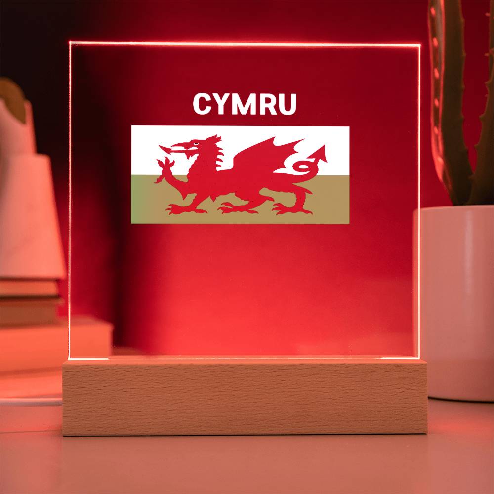 Square Acrylic Plaque, The Welsh Flag, Cymru, Red Dragon,Y Ddraig Goch - YERTIZZ.COM