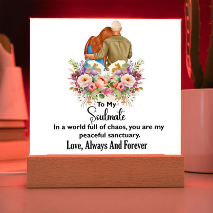 To My Soulmate, Love Always and Forever, Square Acrylic Plaque - YERTIZZ.COM