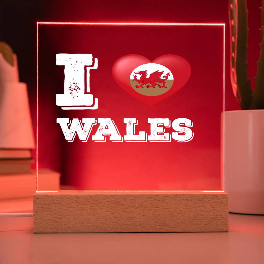 Square Acrylic Plaque, I Love Wales, Welsh Gifts - YERTIZZ.COM