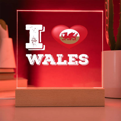Square Acrylic Plaque, I Love Wales, Welsh Gifts - YERTIZZ.COM