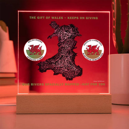 Square Acrylic Plaque, Welsh Rivers, Mapped Just For You - YERTIZZ.COM