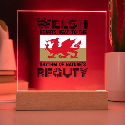Square Acrylic Plaque, Welsh Hearts Beat To The Rhythm Of Nature's Beauty - YERTIZZ.COM