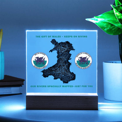 Square Acrylic Plaque, Welsh Rivers, Mapped Just For You - YERTIZZ.COM
