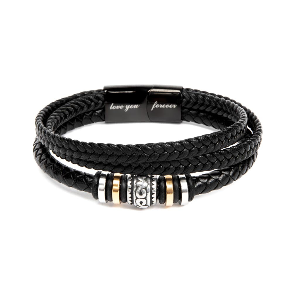 Vegan Leather Bracelet, Love You Forever Dad, Engraved - YERTIZZ.COM