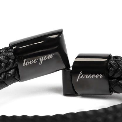Father, Husband, Son, Dad, Vegan Leather Bracelet, Love You Forever, Engraved