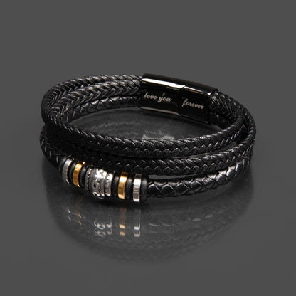 For Father, Vegan Leather Bracelet, Love You Forever Dad, Engraved - YERTIZZ.COM