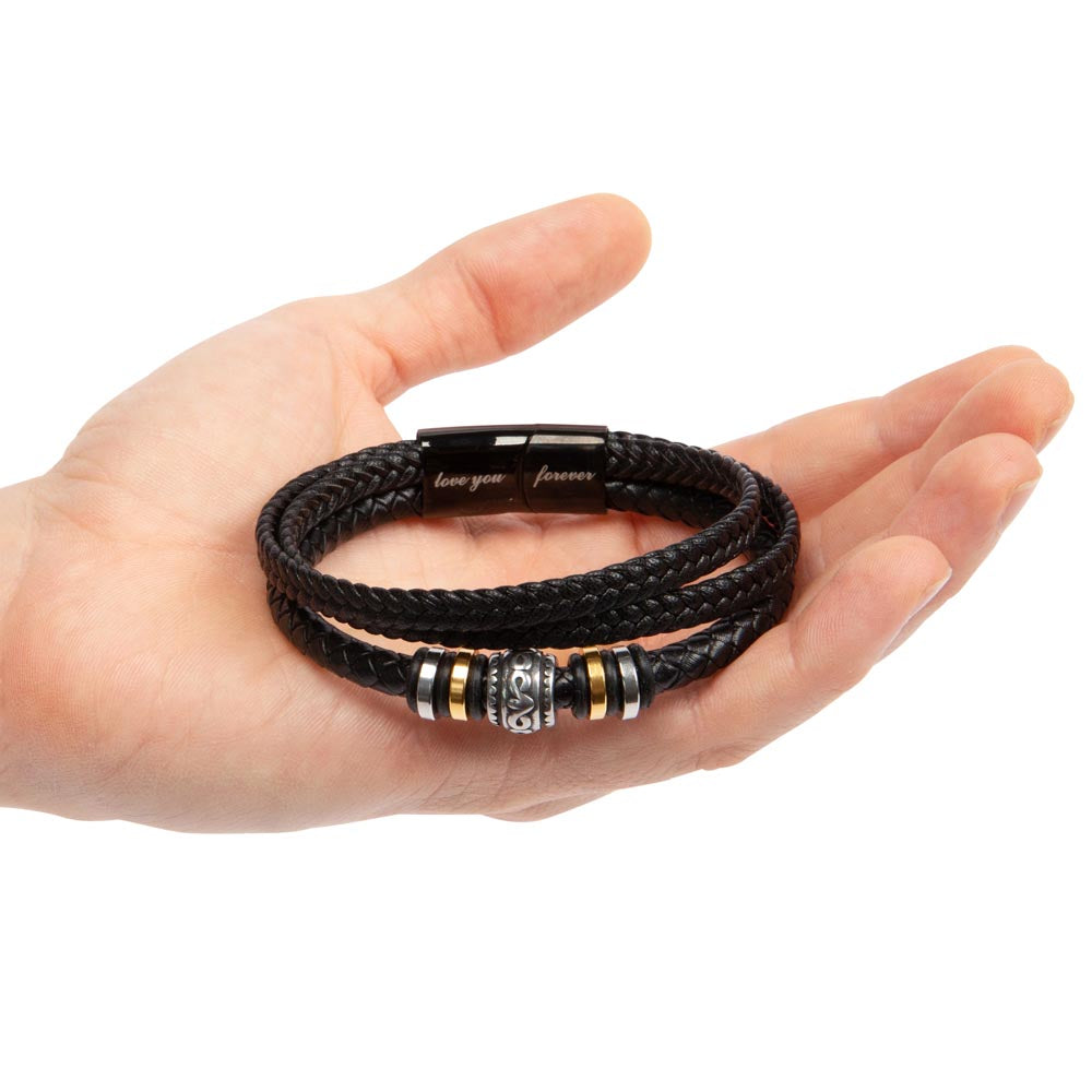 Vegan Leather Bracelet, Love You Forever Dad, Engraved - YERTIZZ.COM