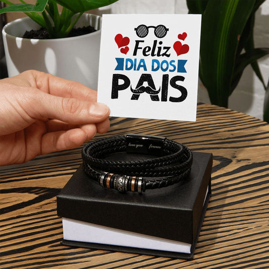 Vegan Leather Bracelet, Love You Forever Dad, Engraved - YERTIZZ.COM