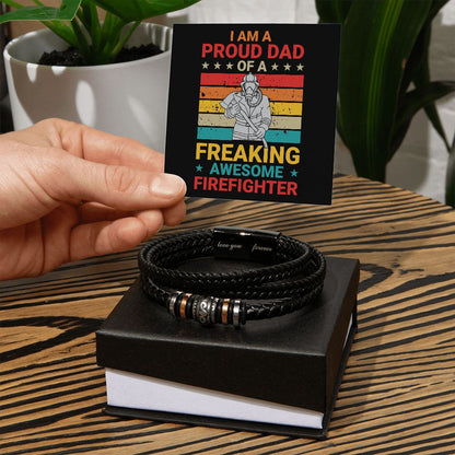 Father, Husband, Son, Dad, Men's Vegan Leather Bracelet, Love You Forever, Engraved - YERTIZZ.COM