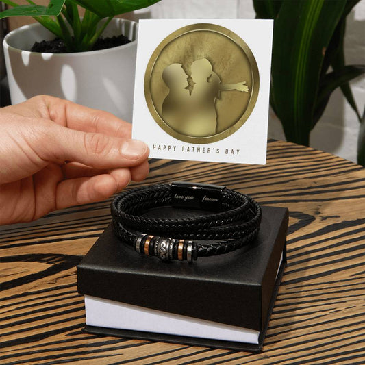 Love You Forever, Men's Engraved Vegan Leather Bracelet, Father, Husband, Son, Dad - YERTIZZ.COM