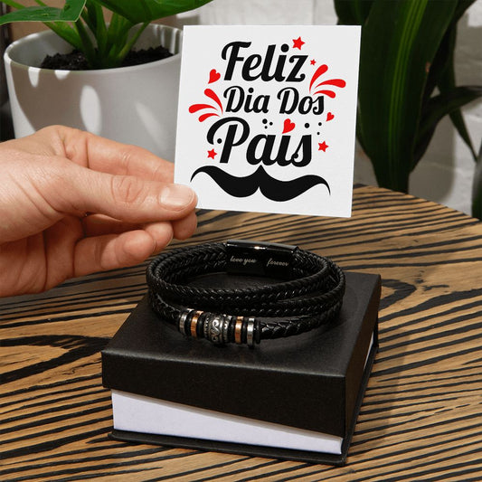 Vegan Leather Bracelet, Love You Forever Dad, Engraved - YERTIZZ.COM