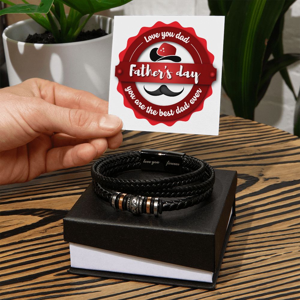 Love You Forever, Men's Engraved Vegan Leather Bracelet, Father, Husband, Son, Dad - YERTIZZ.COM