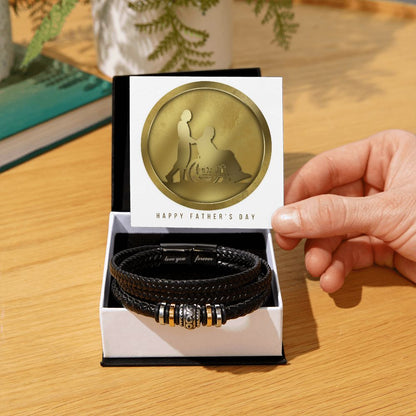 Love You Forever, Men's Leather Bracelet, Vegan, Engraved, Father, Husband, Son, Dad - YERTIZZ.COM