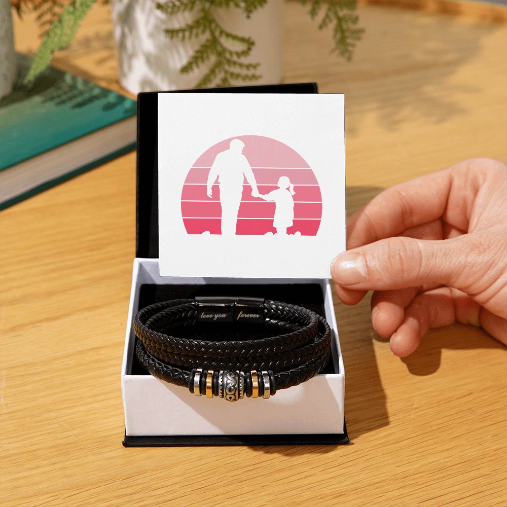 For Father, Vegan Leather Bracelet, Love You Forever Dad, Engraved - YERTIZZ.COM