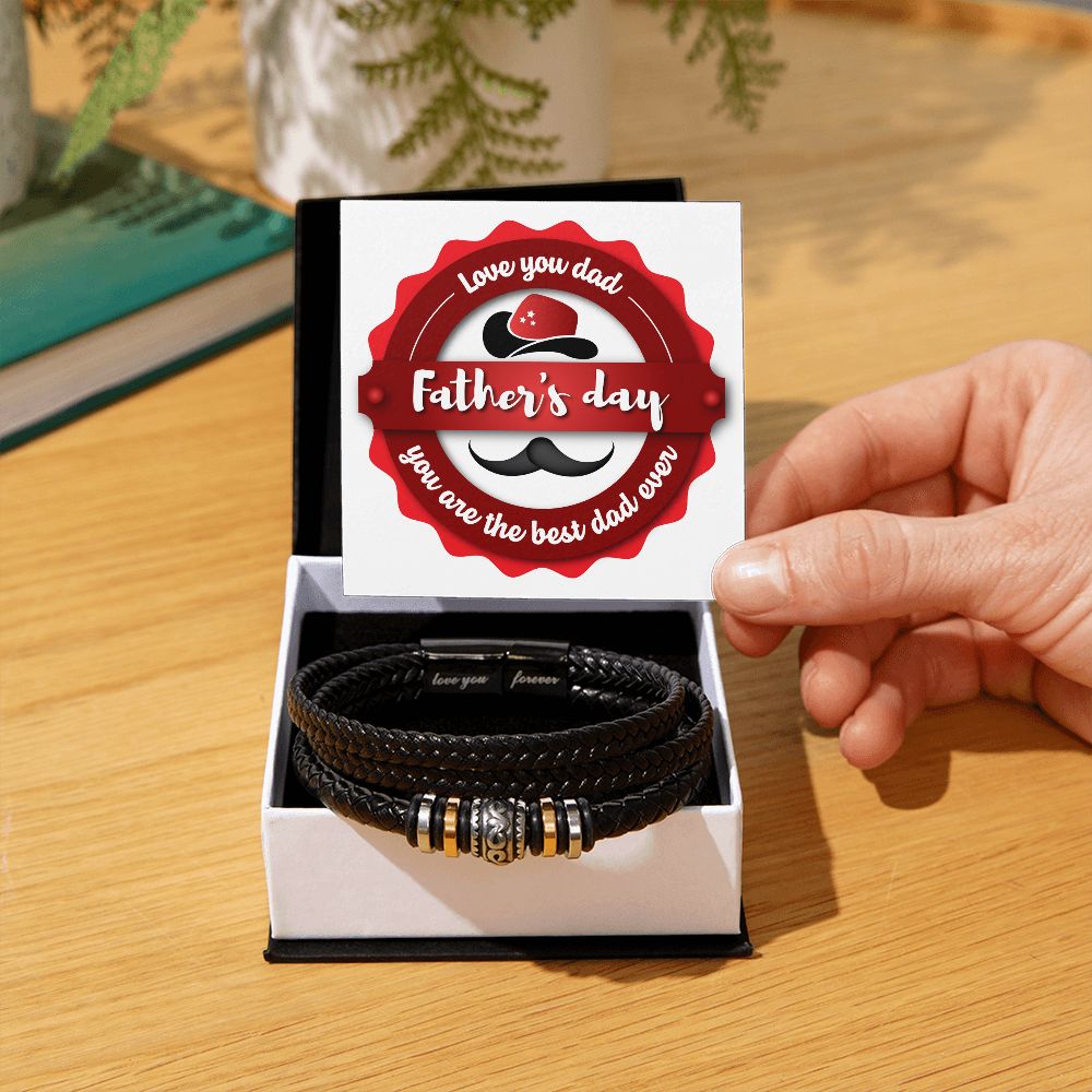 Love You Forever, Men's Engraved Vegan Leather Bracelet, Father, Husband, Son, Dad - YERTIZZ.COM