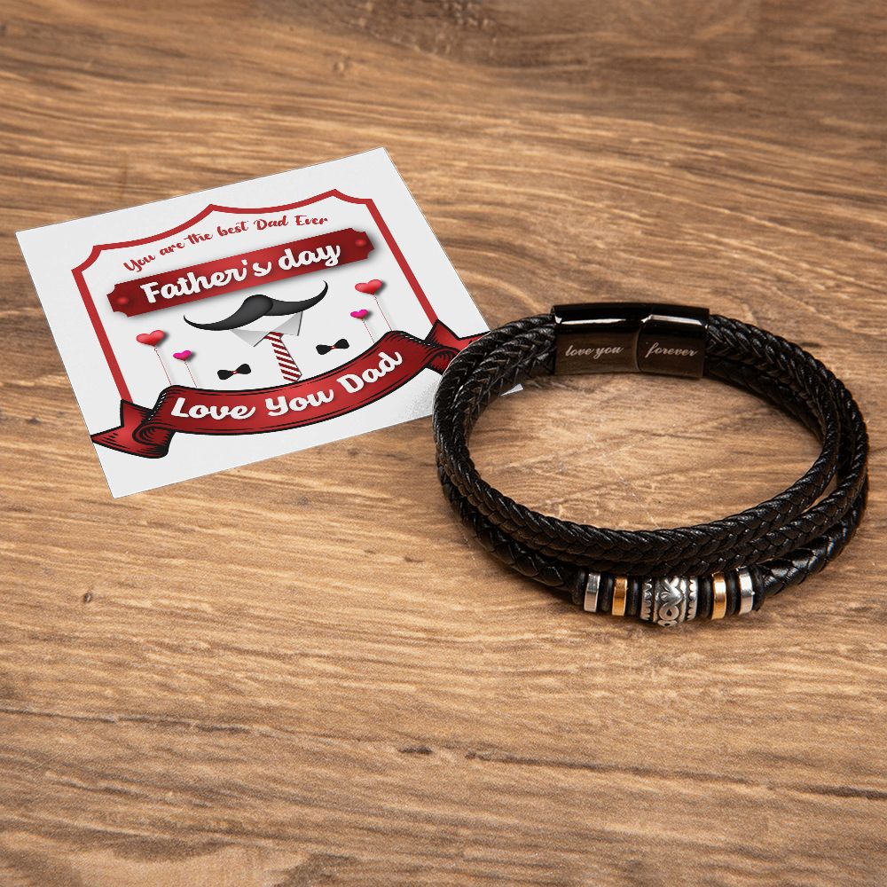 Vegan Leather Bracelet, Love You Forever Dad, Engraved - YERTIZZ.COM