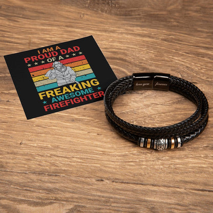 Father, Husband, Son, Dad, Men's Vegan Leather Bracelet, Love You Forever, Engraved - YERTIZZ.COM