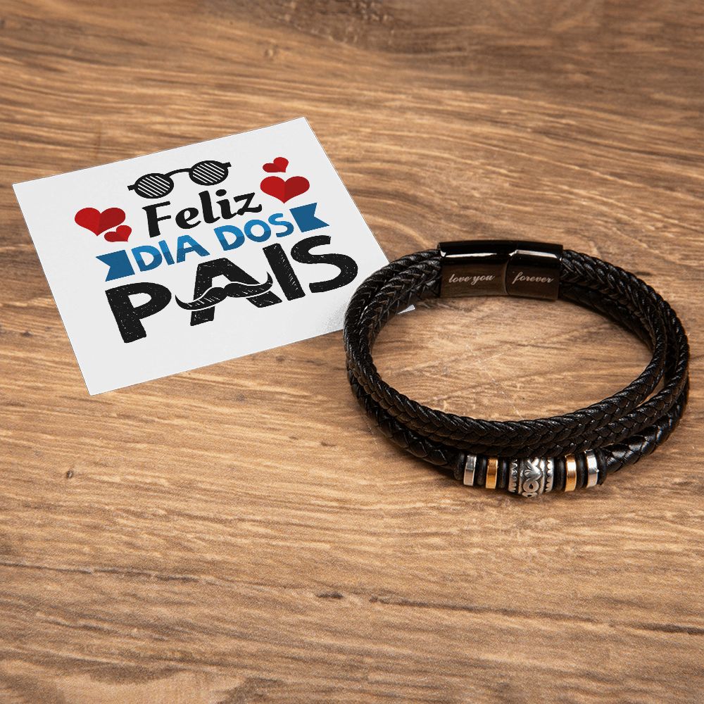 Vegan Leather Bracelet, Love You Forever Dad, Engraved - YERTIZZ.COM