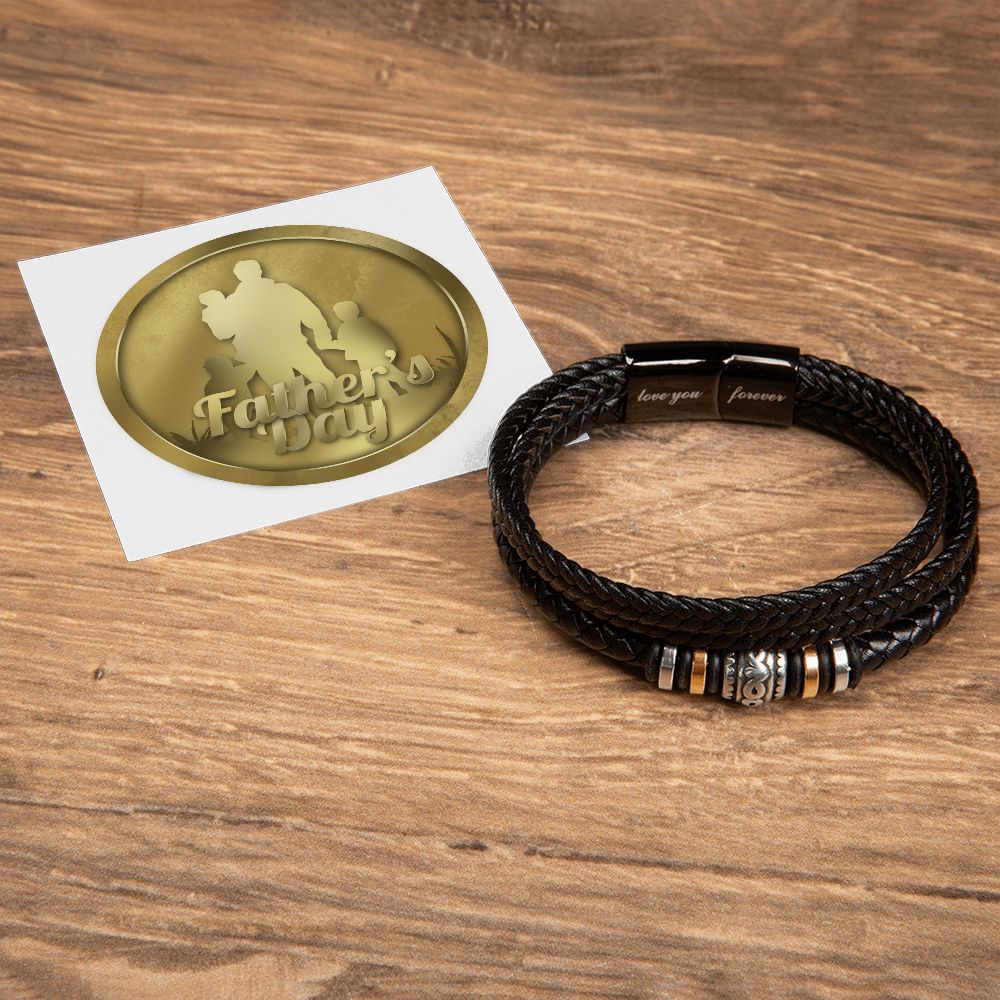 Love You Forever, Men's Engraved Vegan Leather Bracelet, Father, Husband, Son, Dad - YERTIZZ.COM
