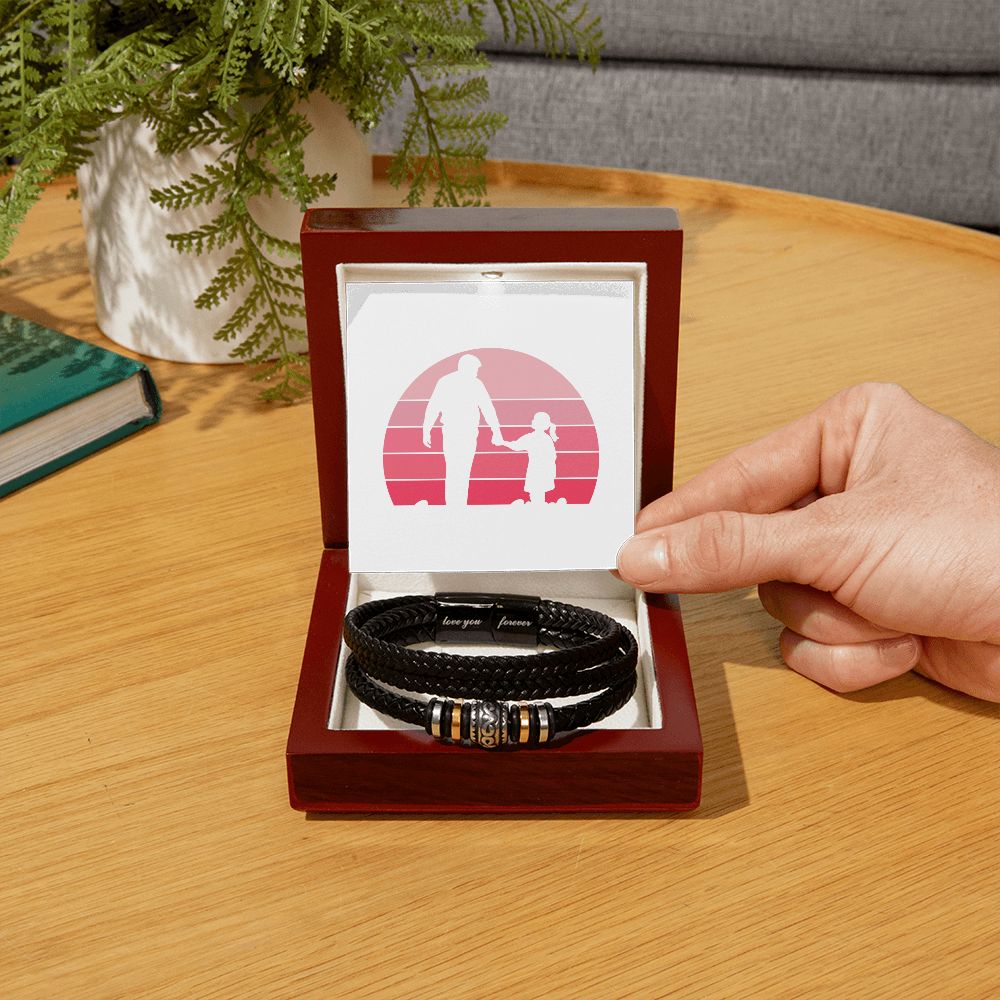 For Father, Vegan Leather Bracelet, Love You Forever Dad, Engraved - YERTIZZ.COM