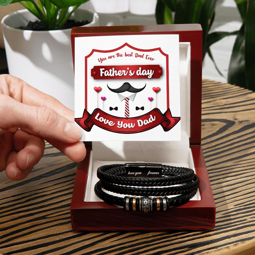 Vegan Leather Bracelet, Love You Forever Dad, Engraved - YERTIZZ.COM