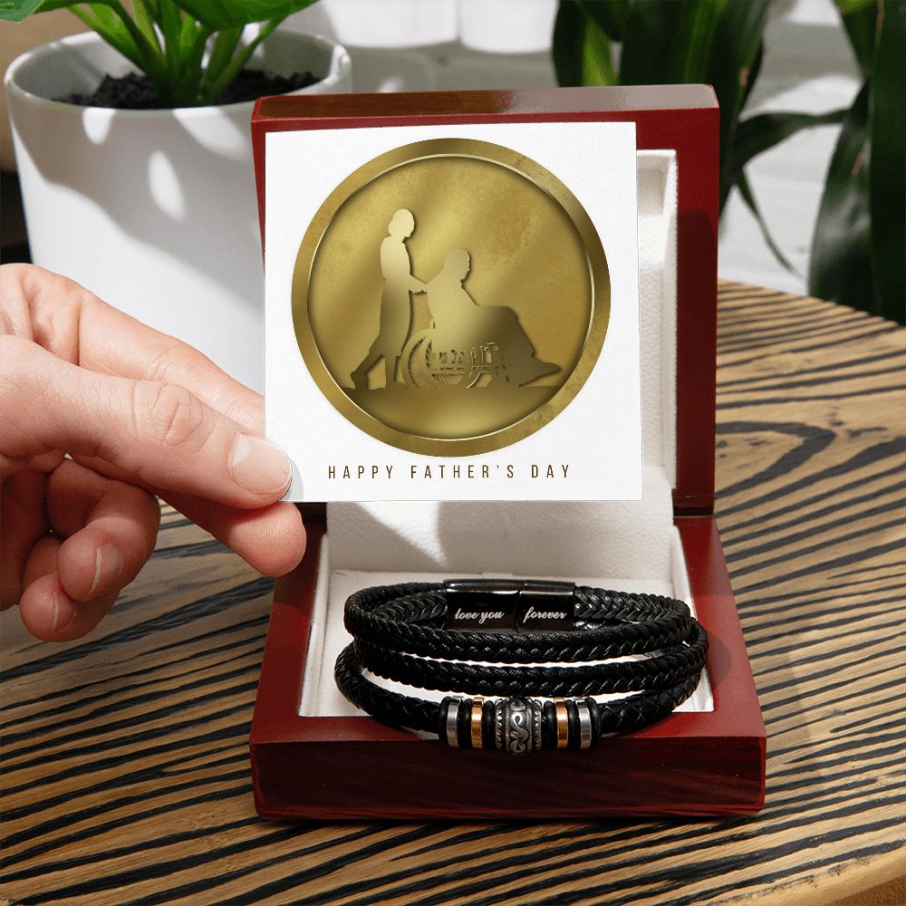 Love You Forever, Men's Leather Bracelet, Vegan, Engraved, Father, Husband, Son, Dad - YERTIZZ.COM
