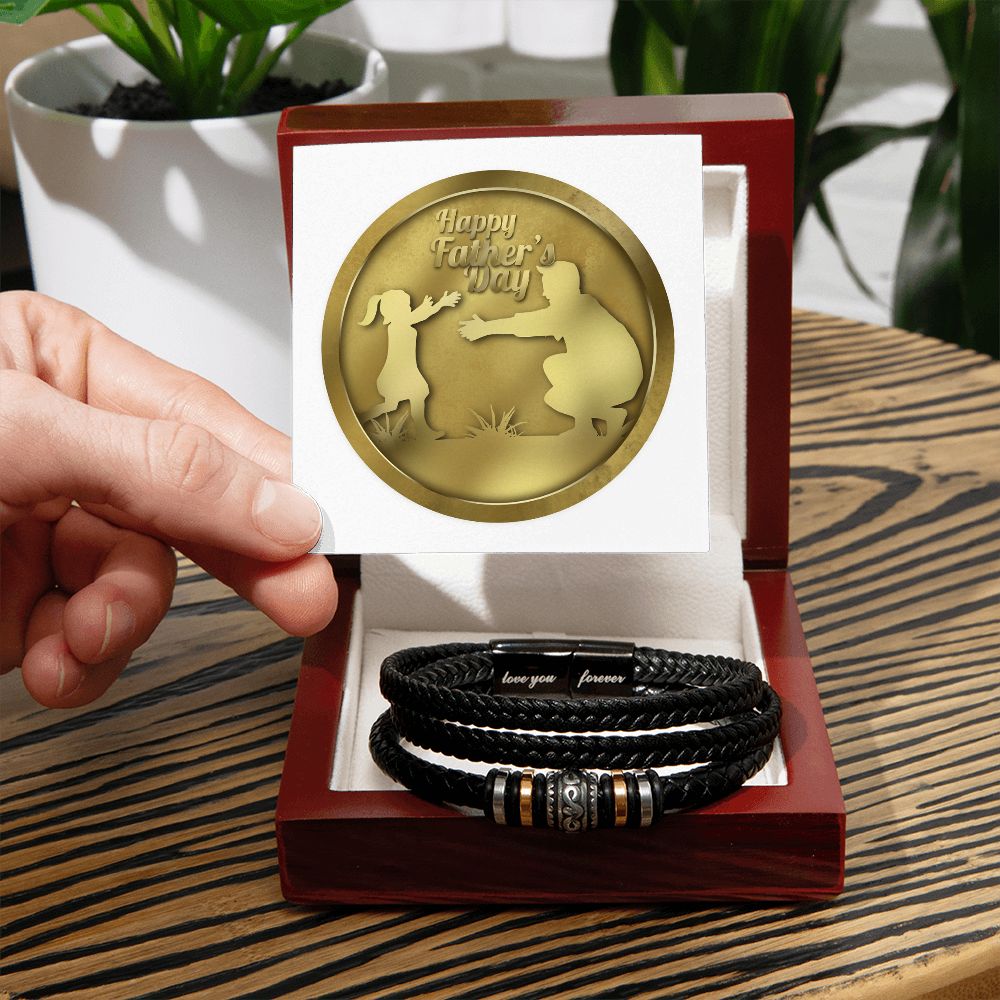 Father, Husband, Son, Dad, Men's Vegan Leather Bracelet, Love You Forever, Engraved - YERTIZZ.COM