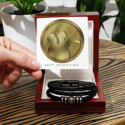 Love You Forever, Men's Engraved Vegan Leather Bracelet, Father, Husband, Son, Dad - YERTIZZ.COM